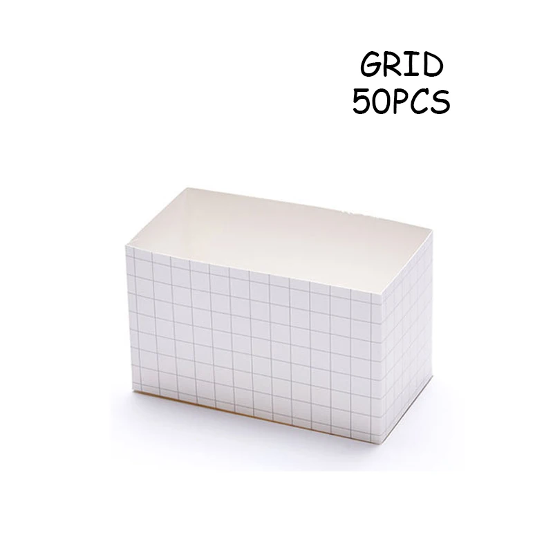 Grid50pcs Бумага для выпечки гамбургер коробки пищевой белый картон сэндвич обертывание хлеба бумага Ресторан кондитерский магазин хлебобулочная коробка - Цвет: Grid50pcs