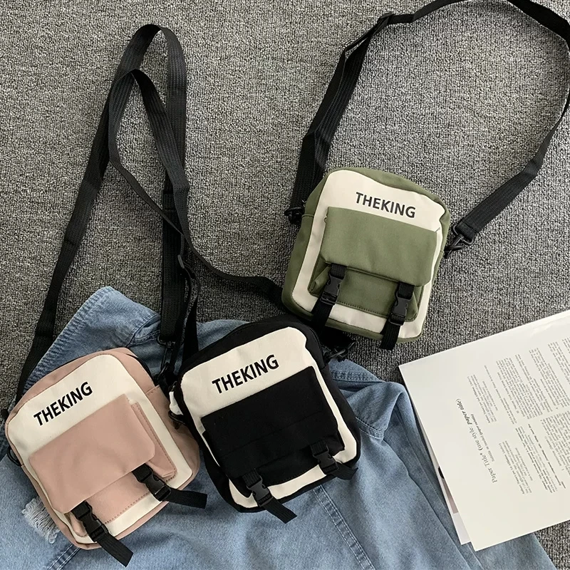 Crossbody small bag female waterproof fabric Hong Kong style tooling style Korean version of ins student ladies shoulder bag