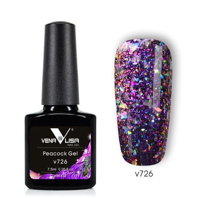 Venalisa Newest 6 colors 7.5ml manicure nail art design varnish nail gel lacquer glitter sequins platinum peack nail gel polish - Цвет: 86132-V726