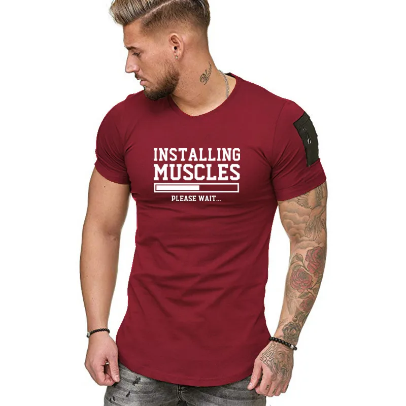 

Fashion pure printedT-shirt Men Short Sleeve Fitness Bodybulding Tshirts Shirt Men Streetwear Summer Clothes Free transportati
