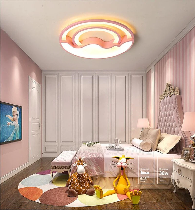 Розовый синий милый потолочный светильник для спальни светодиодный светильник с регулируемой яркостью с пультом дистанционного