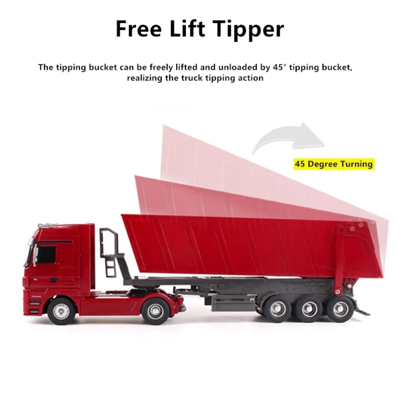 Realistic Shape Simulation RC Heavy Duty Truck Large Load 45 Degree Turning Bucket Sound Effect Fully Controllable RC Truck Toy 5