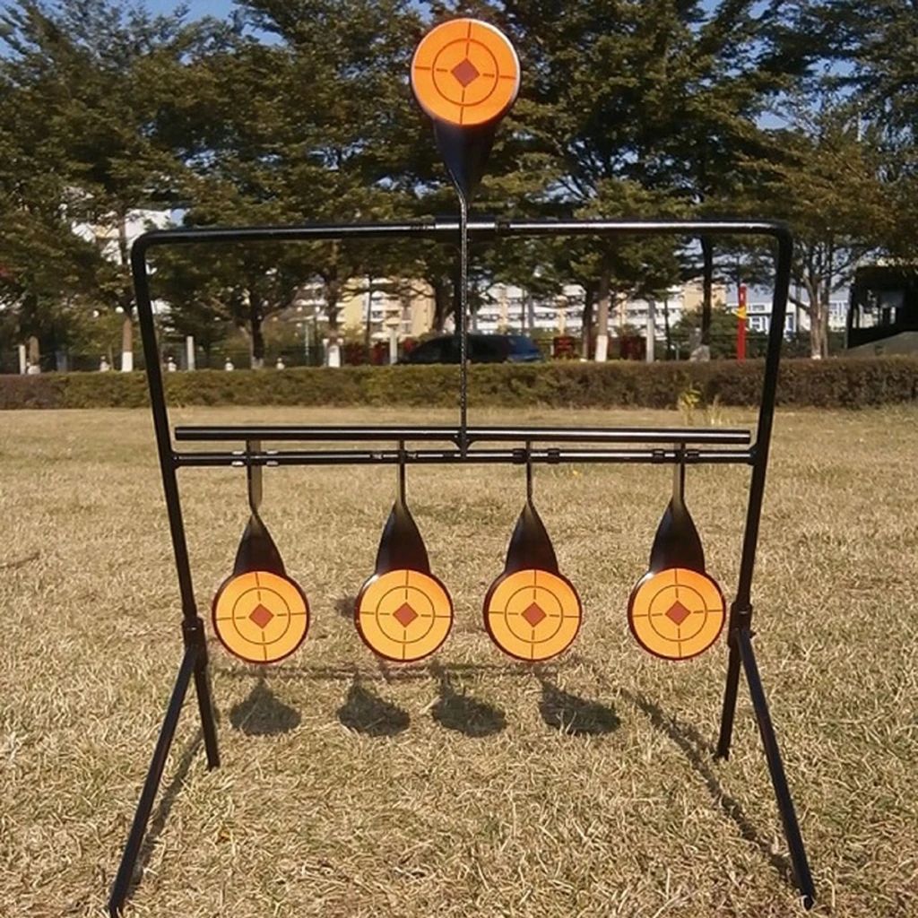 5 Targets Self Resetting Spinning Shooting Target Metal Target Stand Accessories