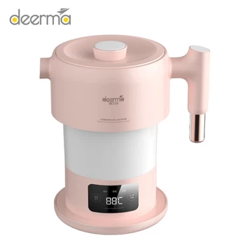 

Hot Selling Deerma 0.6L Mini Foldable Electric Kettle Stainless Steel Quick Boiling Kettle With Touch-Screen For Camping Travel