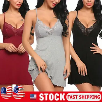 

Sexy Women Lace Floral Nightdress Lingerie Sleepwear Dress Robe Nightie Gown