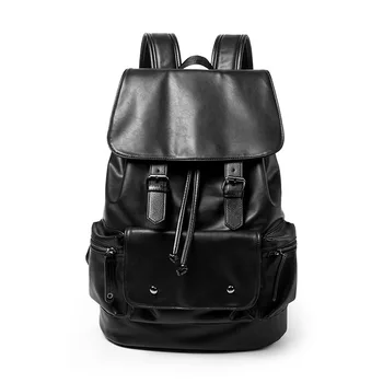 

mochila men's fashion trend PU leather shoulder bag large capacity backpack