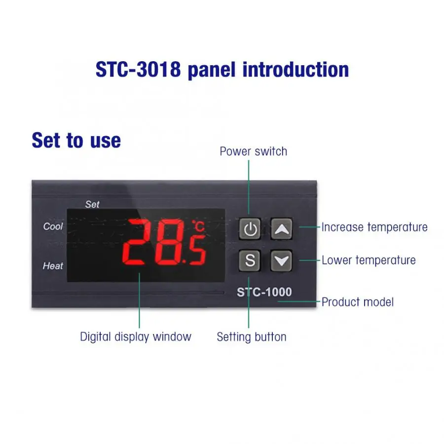 Termometro STC-1000 цифровой регулятор температуры двойное реле выходной термостат с NTC длина линии 1 м гигрометр