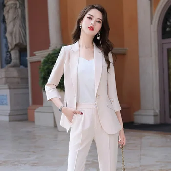 

2020 New Female Formal Elegant Women Office Lady Pant Suits Business OL Blazer Suit Formal Work Two Pieces Suits Set