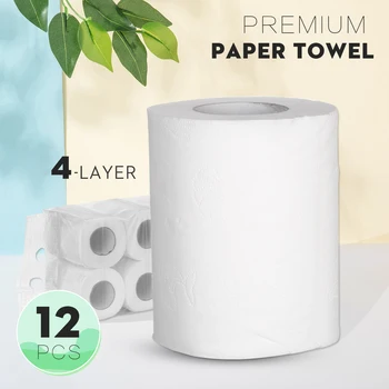 

12pcs Paper Towels Toilet Paper White Paper Towels 4-Layer Paper Towels Soft Paper Towels Suitable for Home Office Restaurant