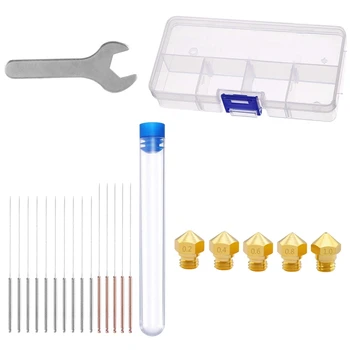 

3D Printer Extruder Nozzle Mk10 0.2Mm 0.4Mm 0.6Mm 0.8Mm 1.0Mm Set with Tools Cleaning Needle Replacement Spanner Parts