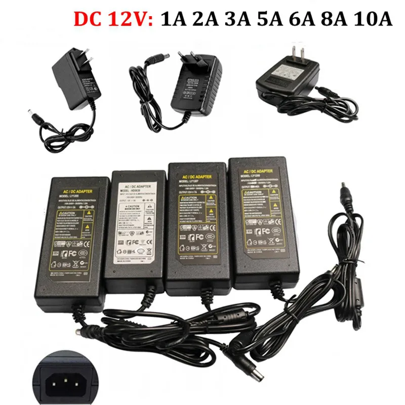 12 V Питание AC100 ~ 240 V до 12 V Светодиодный драйвер 1A 2A 3A 5A 6A 8A 10A трансформатор низкого напряжения для Светодиодные ленты hd-плеер CCTV маршрутизатор