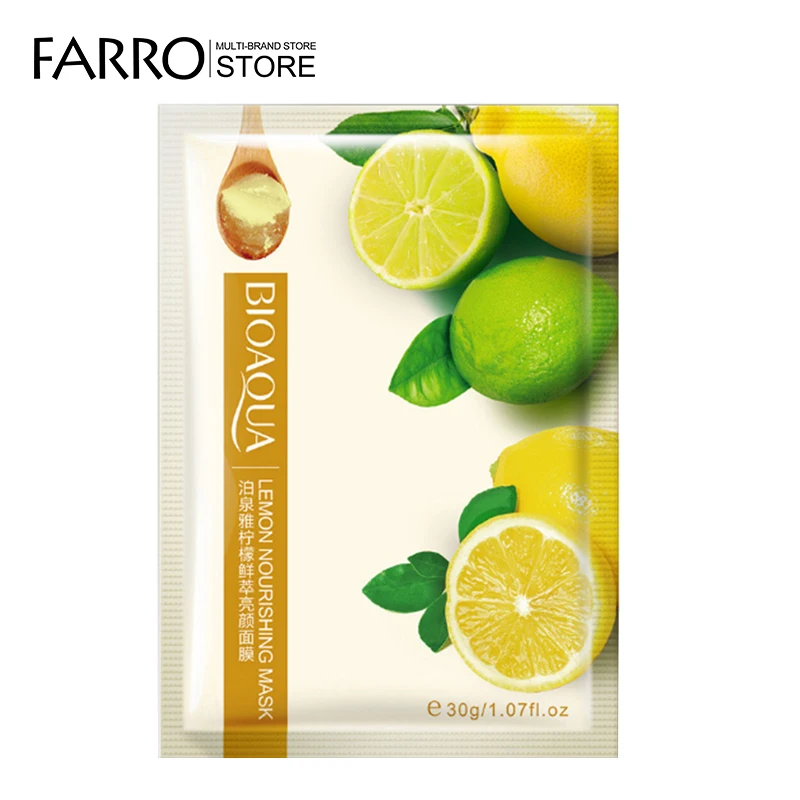 

BIOAQUA Natural Moisturizing Facial Mask Lemon Essence Wrapped Mask Oil Control Shrink Pores Brighten Face Skin Care