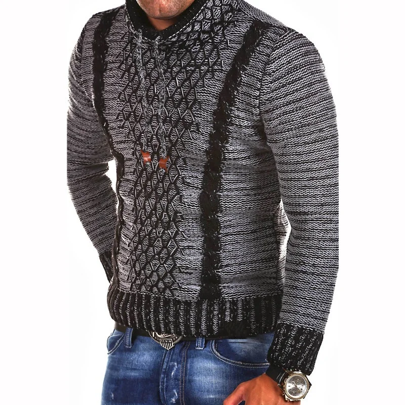 ZOGAA 2019 Men's Knit Sweater Scarf Collar Slim Knit Hip Hop Streetwear Long Sleeve Casual Men Sweaters christmas sweater winter