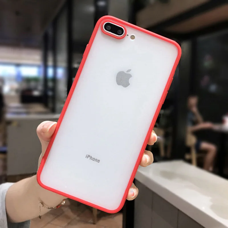 Прозрачный Силиконовый противоударный бампер чехол для iPhone X XS XR XS Max 8 7 6 6S Plus матовый прозрачный защитный чехол - Цвет: T2