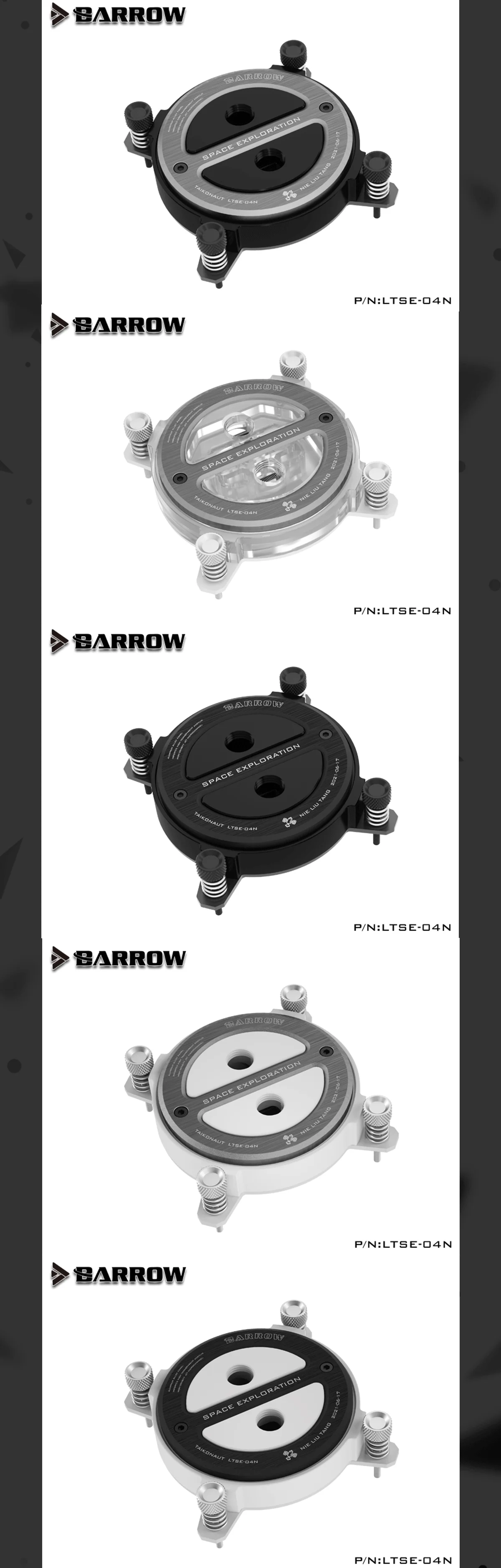 Barrow Astronaut Series CPU Water Block For Intel AMD , Acrylic/POM Liquid Cooling System Micro Waterway LTSE-04N LTSEA-04N LTSEX-04N  