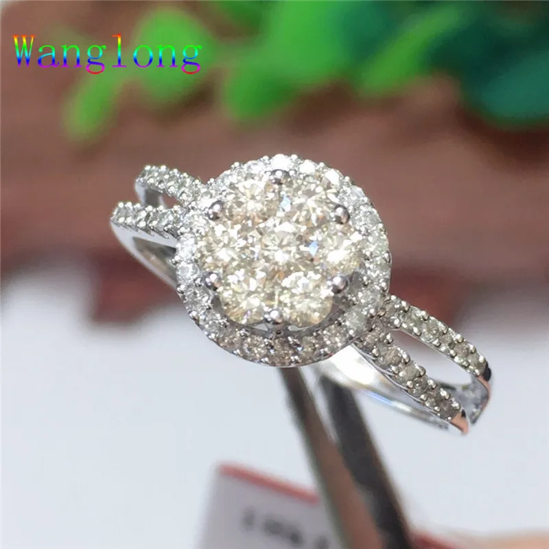 Wanglong кольцо с натуральным бриллиантом, белое золото 18K для женщин, свадебные ювелирные изделия