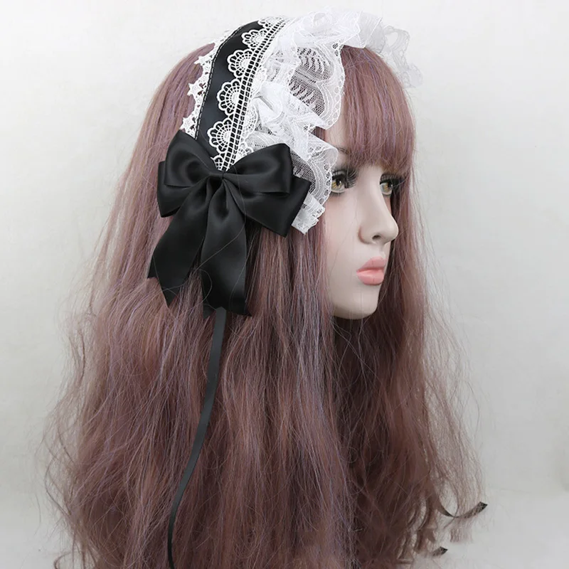 Lace Ribbon Bowknot Headband Cosplay Headdress Hair Band Lolita Maid Cosplay Hairband Accessories Anime Hair Accessories Costume Headband