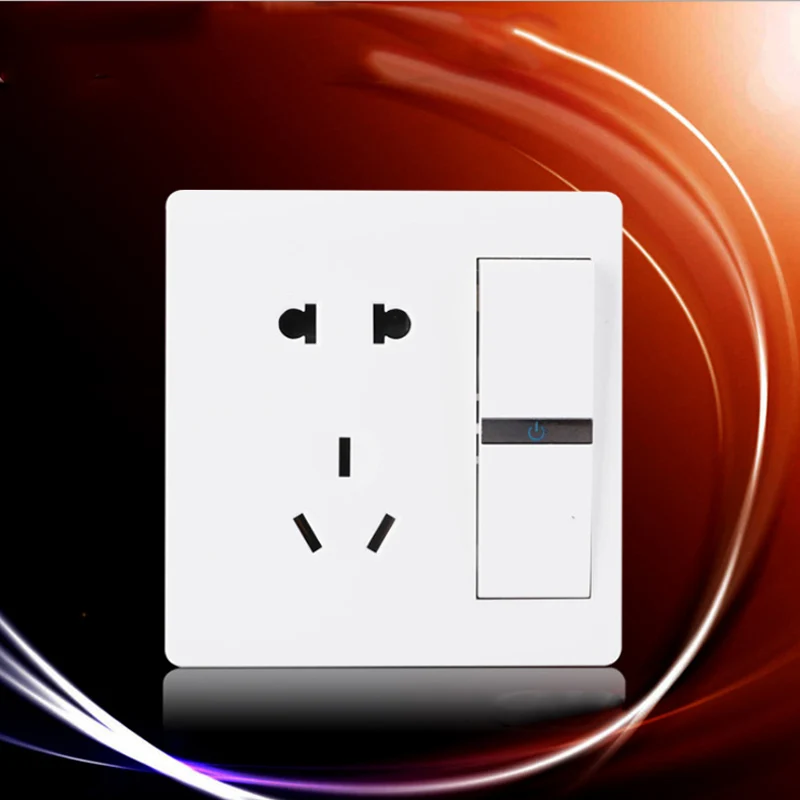 

White 86 Type Wall Socket Panel 5-Pins Outlet Electric 10A Home Decoration Sockets 2 Holes And 3 Holes With Independent Switch