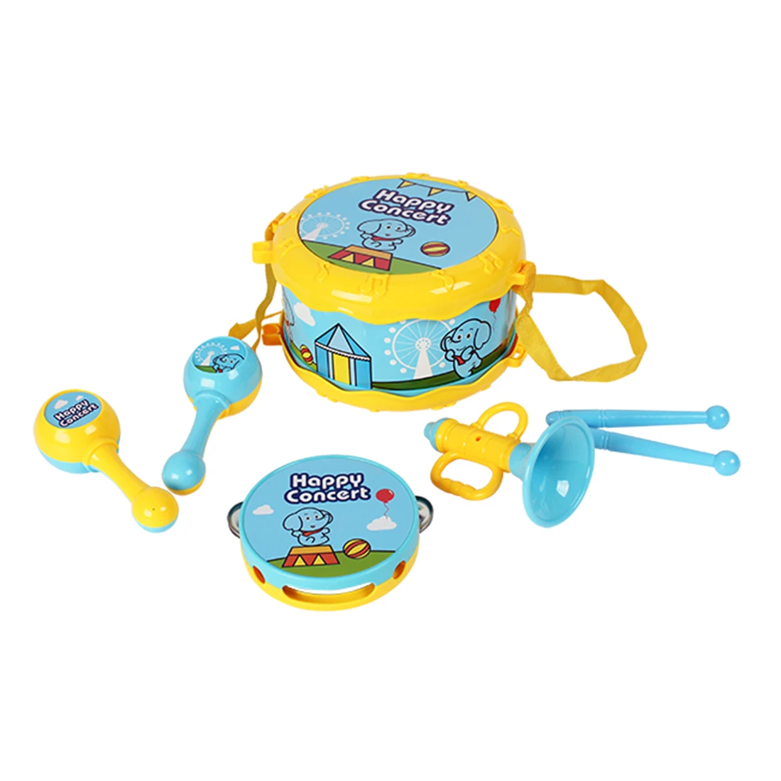 

4-In-1 Children Drum Trumpet Toy Music Percussion Instrument Pre-School Educational Toy Gift For Christmas