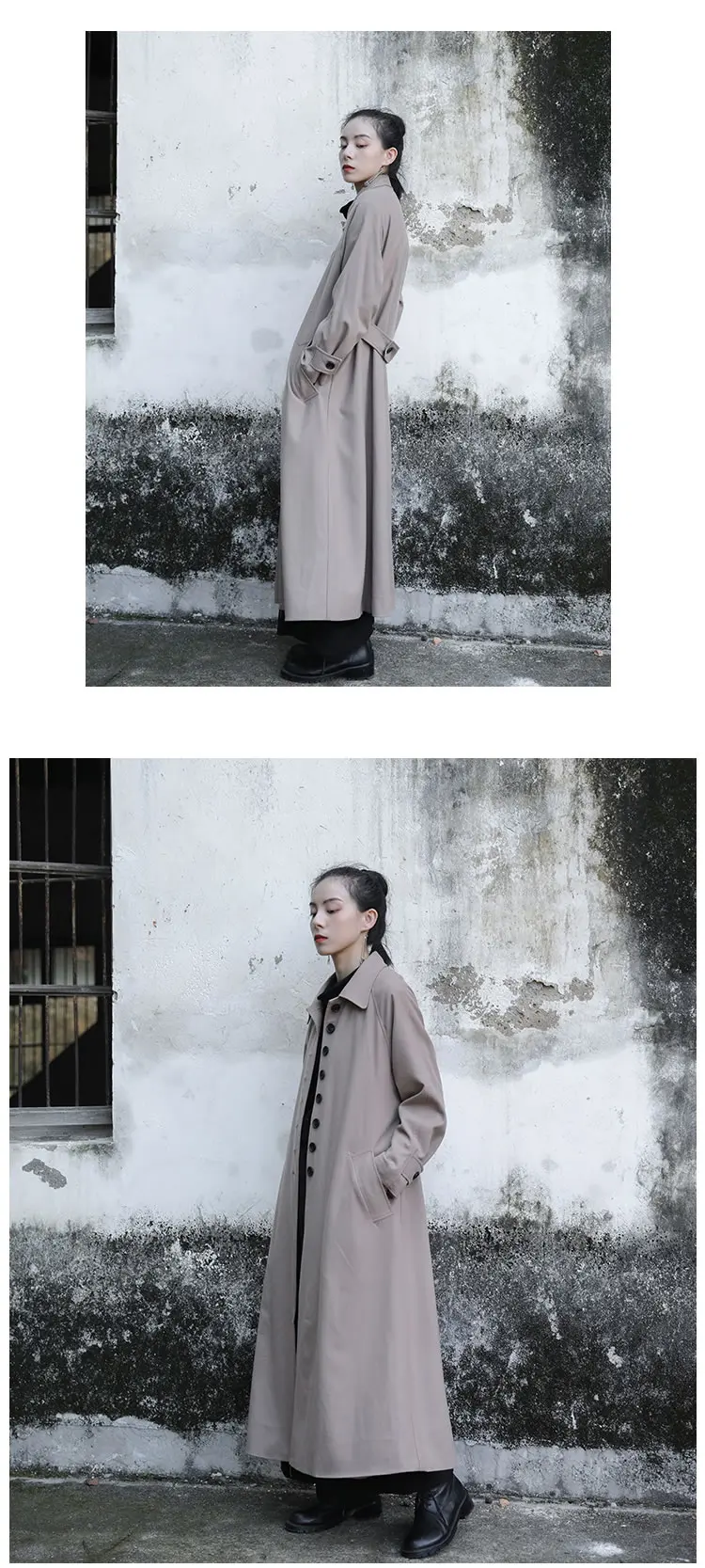 XITAO Long Vintage Blends Women Single Breast Autumn Elegant Turn Down Collar Small Fresh Pocket Bandage Blends DMY1123