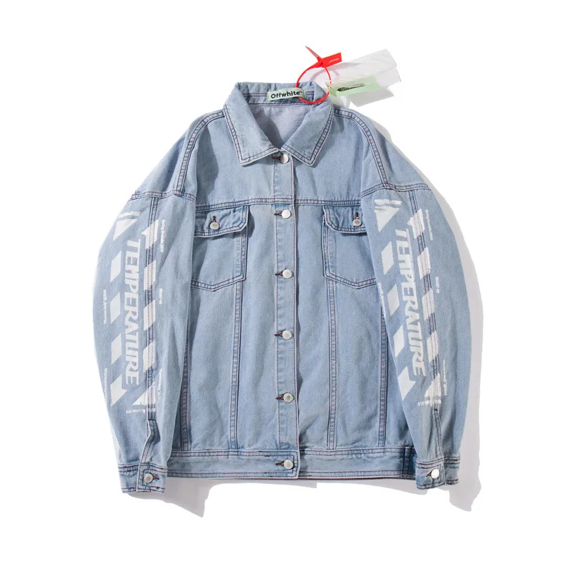 

2019 Spring And Autumn New Style Ow Colorful Graffiti-Style Printed Washing Jacket Plus-sized Menswear Loose Casual Coat