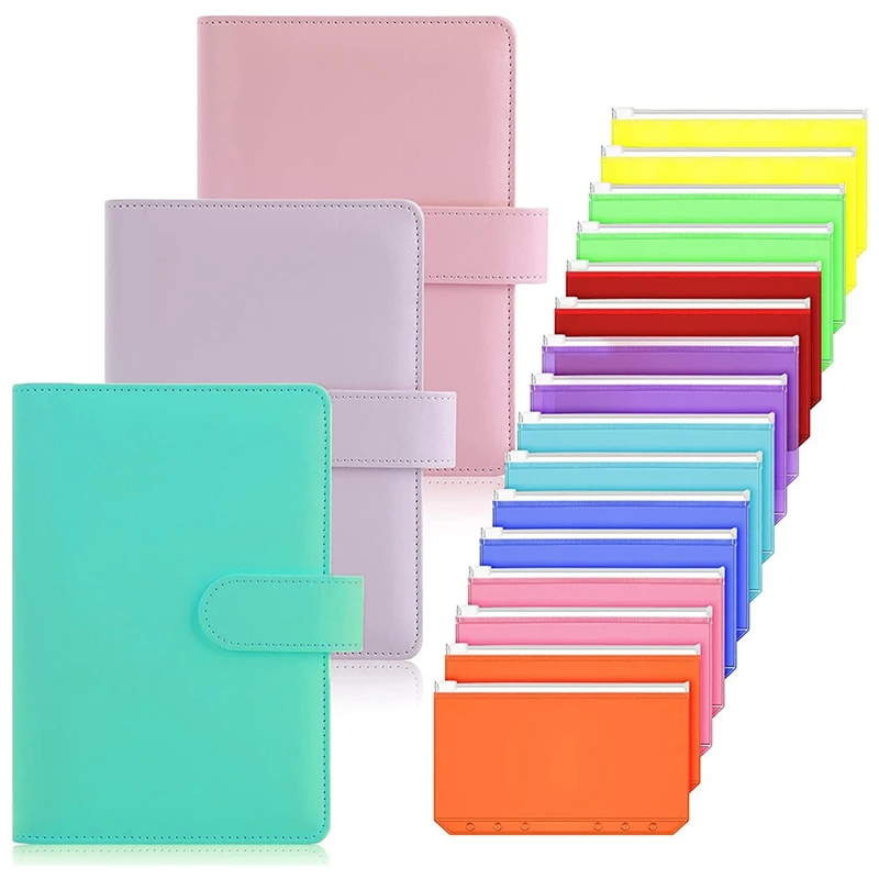 A6 Binder Cover with 24 Pieces 6 Holes Binder Zipper Pockets, Notebook