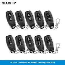 Qiachip 10 pçs 433mhz controle remoto código de aprendizagem 1527 ev1527 para portão garagem porta controlador alarme chave 433mhz incluído bateria