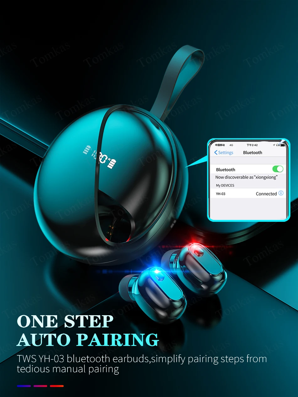 Wireless Bluetooth Headphones TWS Wireless Earphones With Mic 360 Rotation Hifi Stereo Headset Bluetooth 5.0 Earphone For Phone  (7)