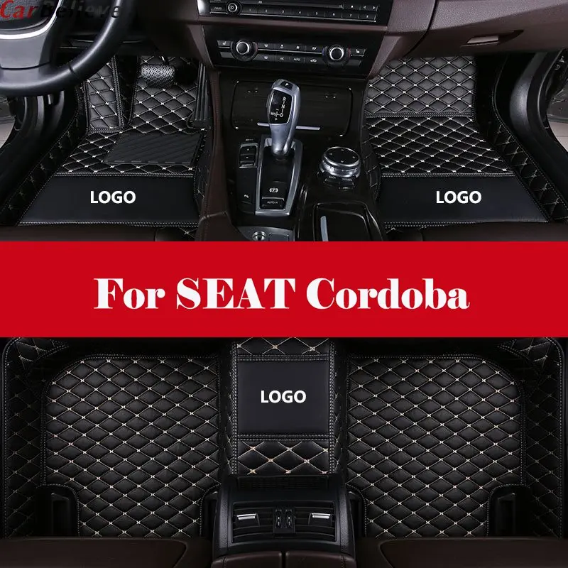 

Luxury Waterproof Leather Auto Floor mats Front + Rear All Weather Interior Mat Carpet For SEAT Cordoba