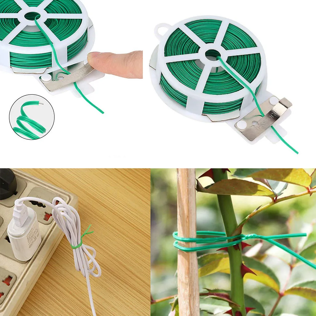 Hongville Garden Twist Tie Wire Cable Reel With Cutter for Gardening Plant Yard 