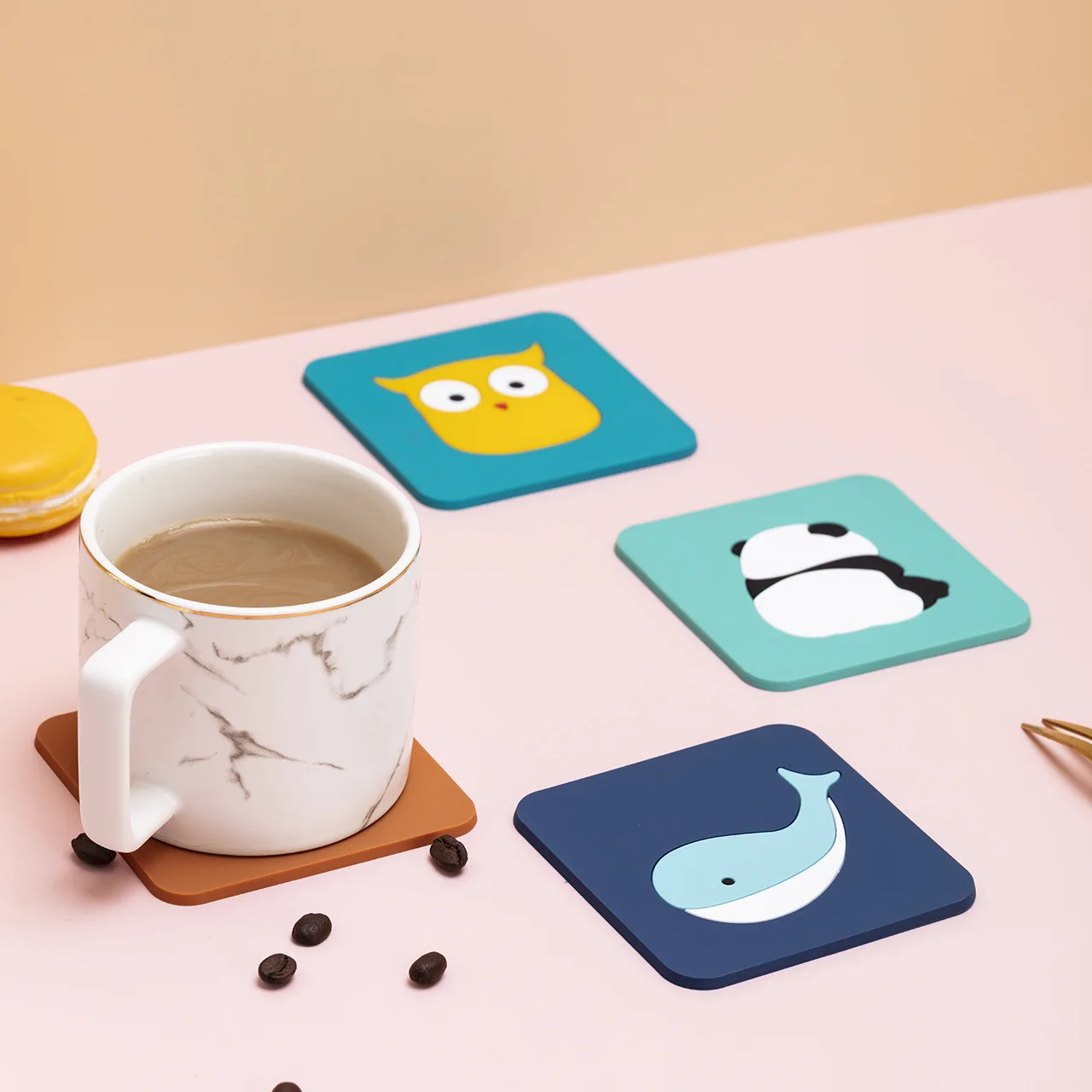 Cartoon Silicone Heat Insulation Coaster Home Office Milk Coffee Cup Mat Non-slip Dinner Mats Cute Animals Cup Pad Mug Coaster afbeelding