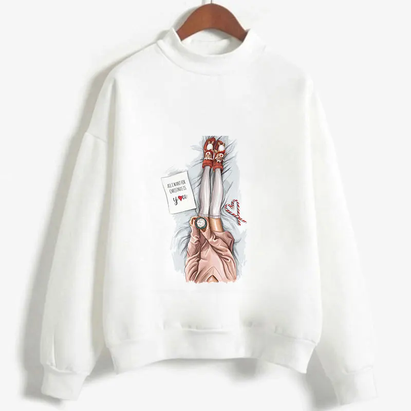  New Autumn Winter Hoodies Sweatshirt Lovely Ladies Flowers Print Long Sleeve White Sweatshirt Haraj
