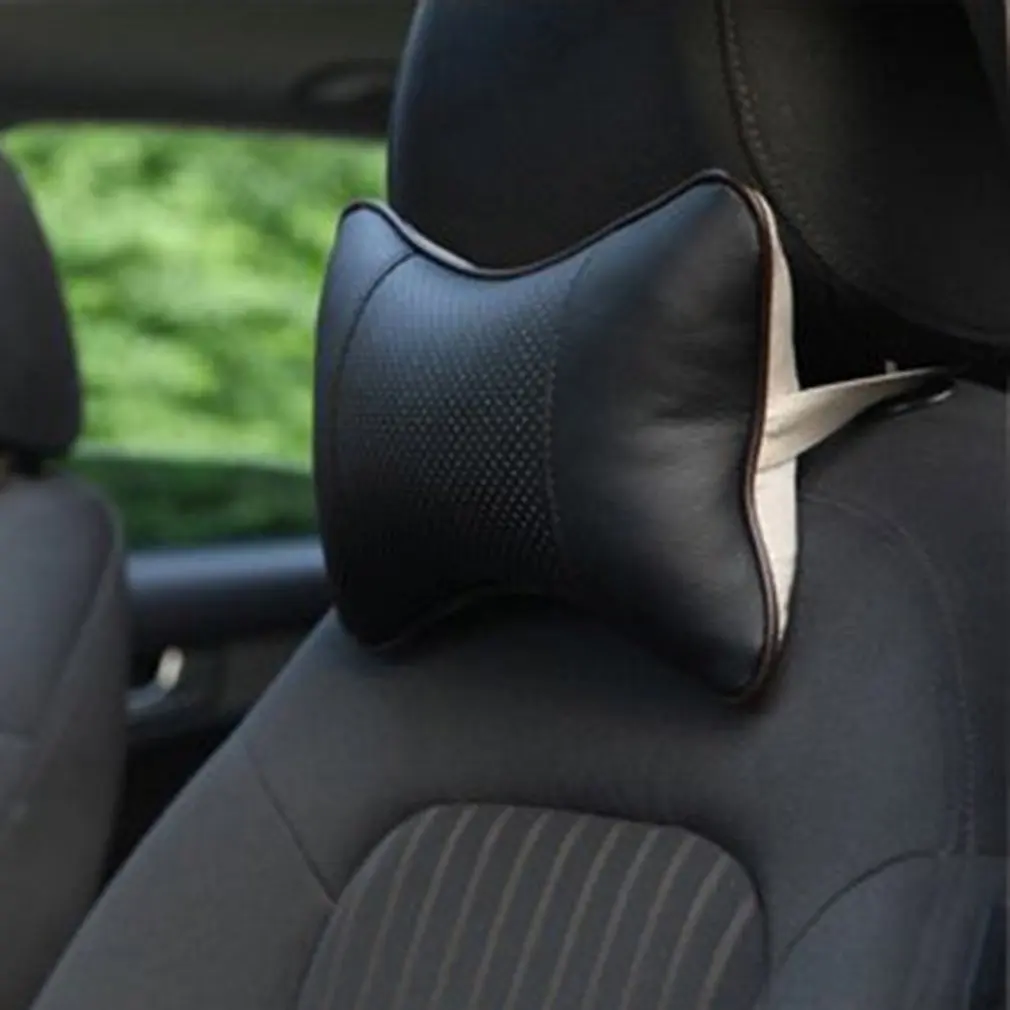 Adjustable Headrest Pillow Cushion Pad Car Seat Neck Pillow Car Headrest Pillow Pu Leather Head Neck Rest Pillow