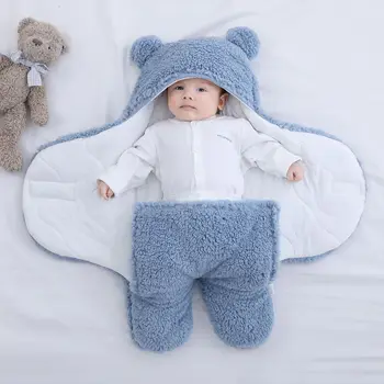 Baby Sleeping Bag Ultra-Soft Fluffy Fleece Newborn Receiving Blanket Infant Boys Girls Clothes Sleep Nursery Wrap Swaddle 2