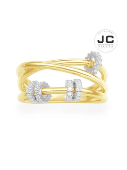 

New Fashion Charms Silver 925 Original Engraving,Triple Ring With Five Sliding Rings For Women Mono Zircon Glamour Jewelry Gift