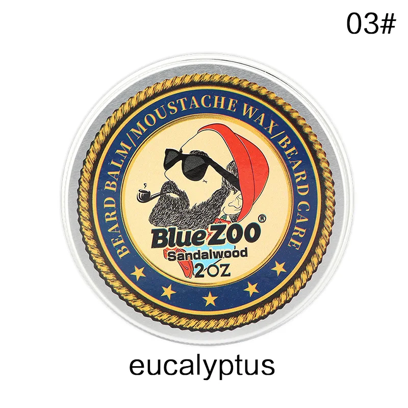 03 Eucalyptus Натуральный бальзам для бороды кондиционер для бороды Профессиональный для роста бороды органический воск для усов для бороды Гладкий Стайлинг 60 г TSLM2 - Цвет: 03 Eucalyptus