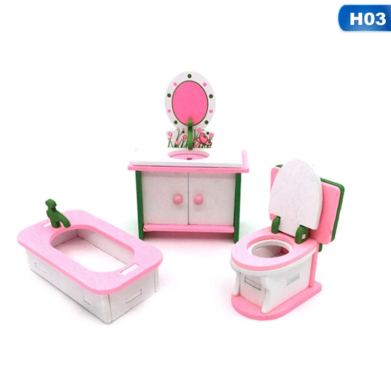 Имитация миниатюрной деревянной мебели игрушки куклы Детская комната игровая игрушка мебель кукольный домик деревянная мебель набор для кукол - Цвет: 3