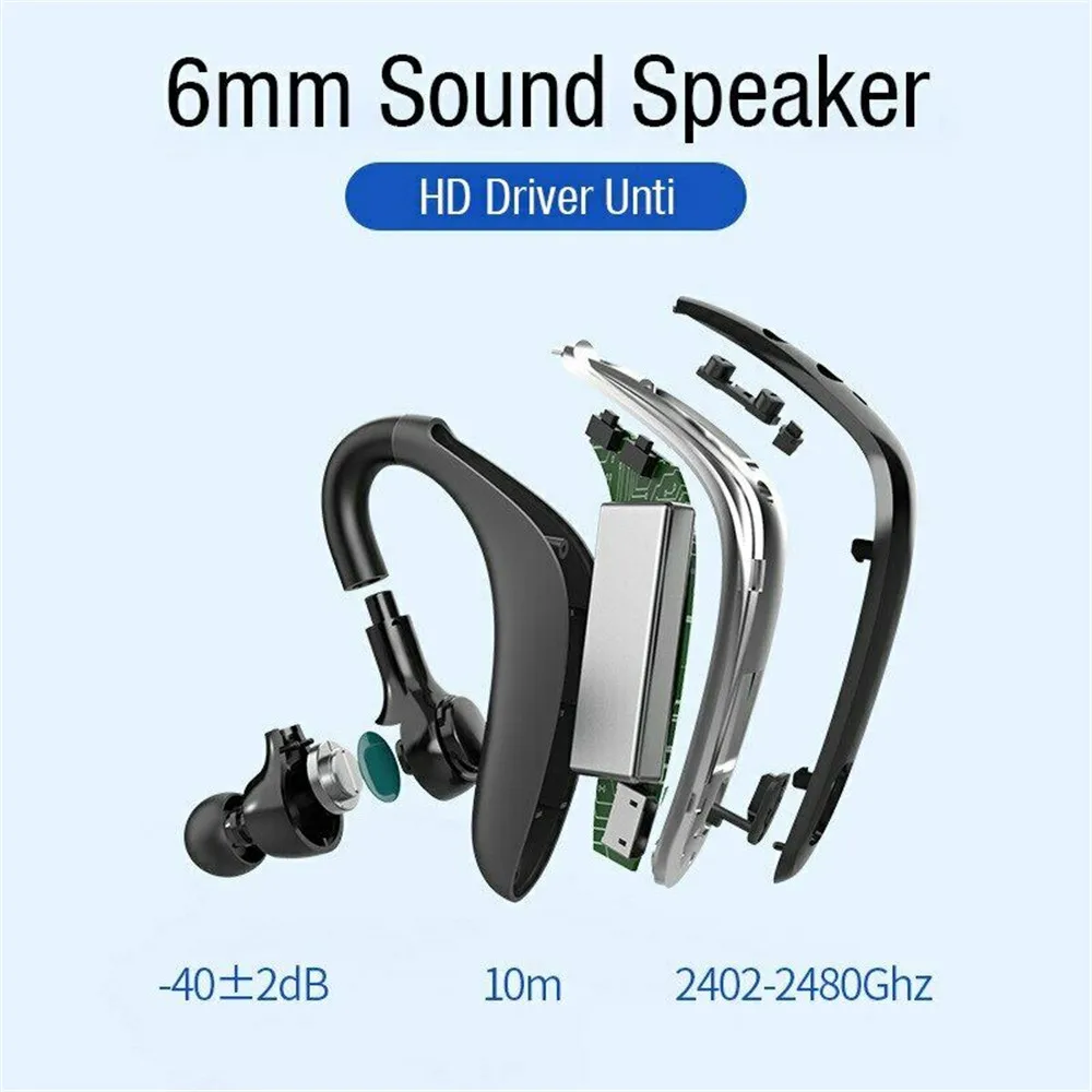 Fast Charge In ear Bluetooth Earpiece Business Driving Wireless Headset Sports Sweat proof 5 0 Earphone Long Standby For Phone