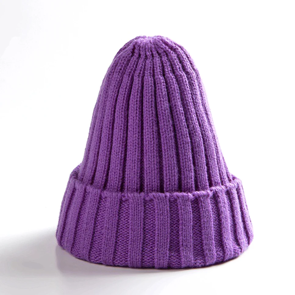 Light Purple Модная Aasual однотонная вязаная шапка зима шерсть вязанные теплые дикие шапочки для мужчин и женщин защита ушей уличная шапка - Цвет: Light Purple