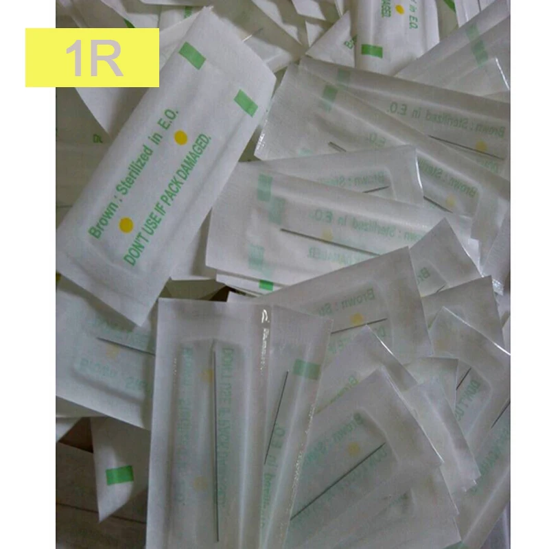 100 Uds 0,4*50mm 1RL sol gigante máquina de tatuaje agujas para cosméticos del tatuaje del maquillaje agujas de tatuaje de cejas para maquillaje permanente