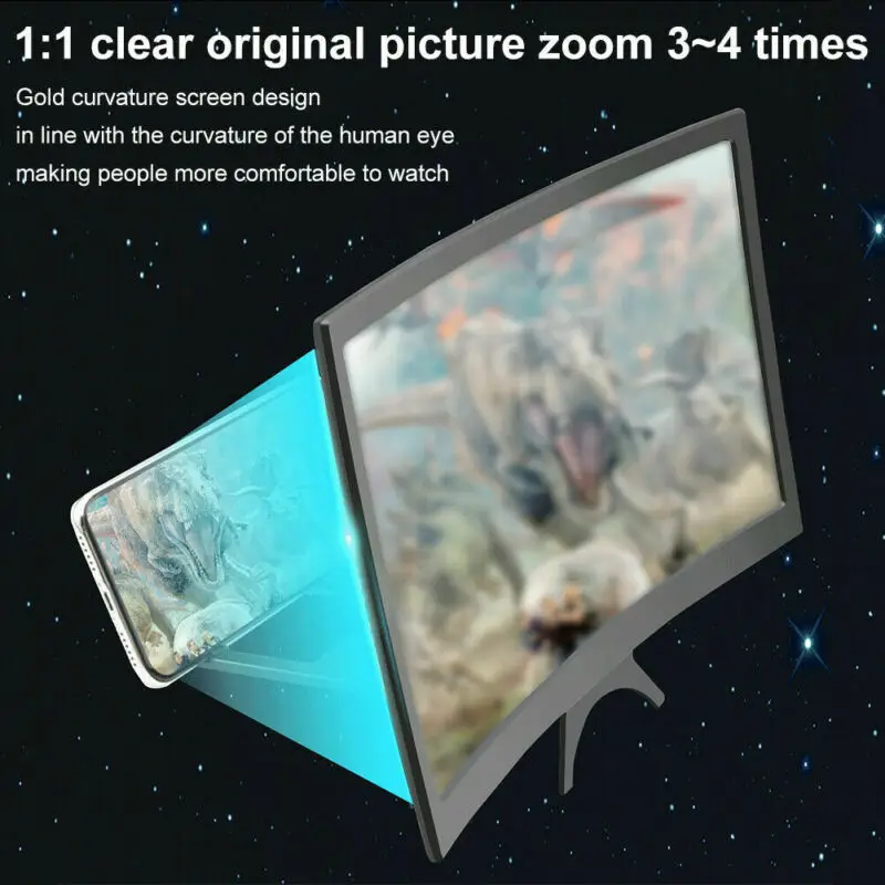 1" 3D фильм изогнутый экран увеличитель HD держатель проектора для сотового телефона