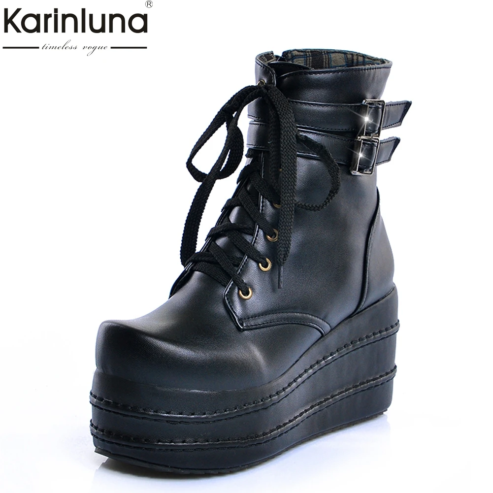 

Women's 2019 INS HOT fashion big size 31-50 platform wedge heels ankle boots woman shoes cool street shoes women cosplay boots