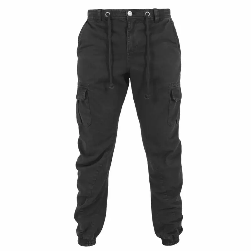 Mens Combat Cargo Work Trousers Black Size 30 to 48 Short Reg Tall Cotton Pant 