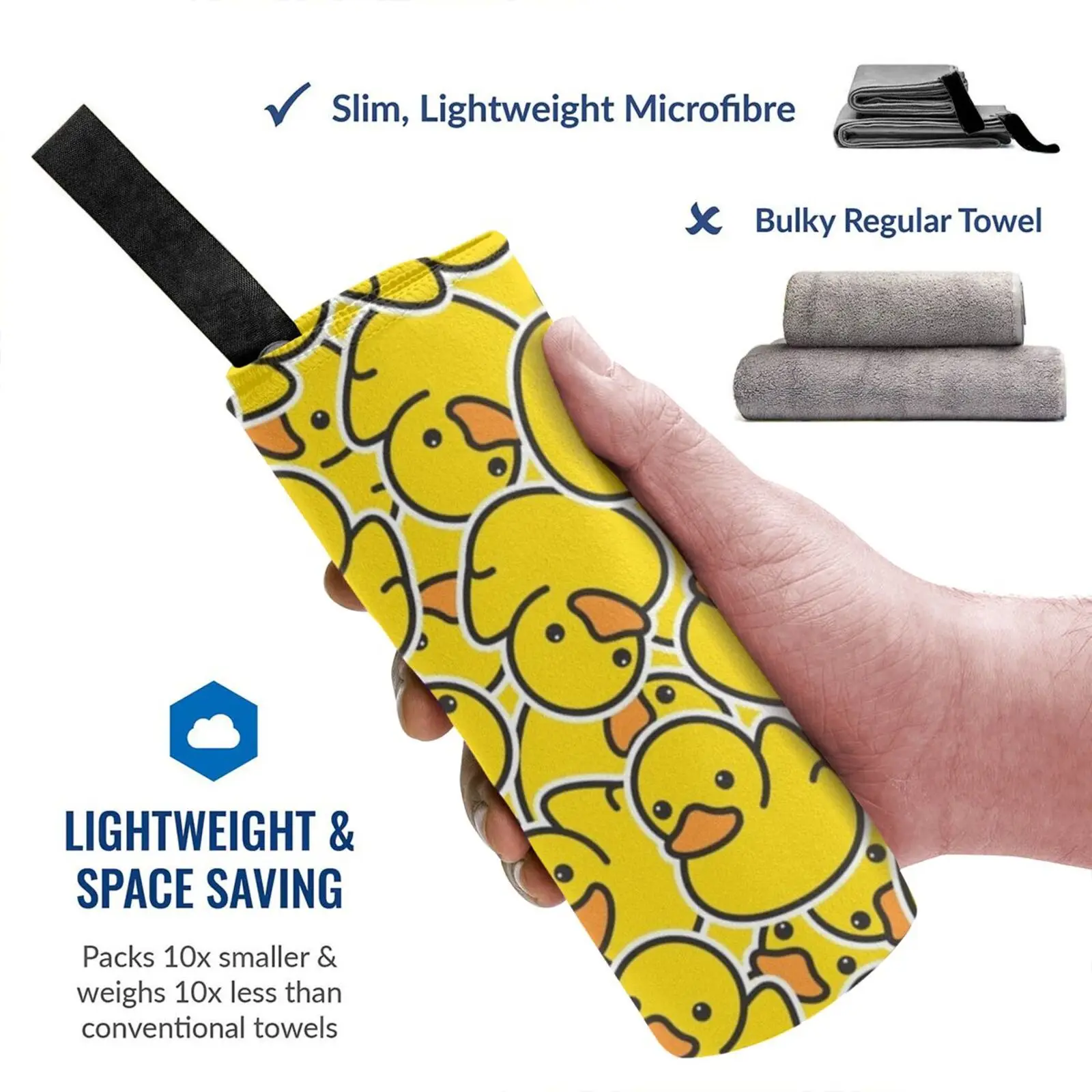Yellow Classic Rubber Duck Quick Dry Towel Gym Sports Bath Portable Cute Rubber Ducky Yellow Bath Funny Cartoon Kids Toy