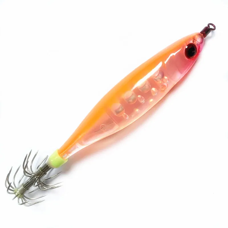 1Pcs Hard Fishing Lure Squid Hook Luminous Wobblers Jigs Octopus Cuttlefish Wood Shrimp Hard Baits 3D Eyes