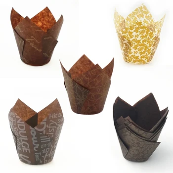 

Delidge 50 pcs/set 21 Color Cake Cups Paper Proveided Tulip Shape Cupcake Tools Party Tray Decorating DIY Kitchen Baking Tools