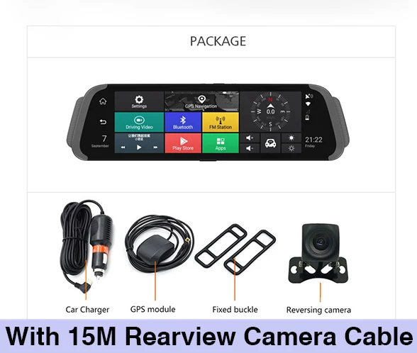 4G авто регистратор камера 1080P 10 ''Android зеркало заднего вида видеорегистратор двойной объектив Автомобильный видеорегистратор ADAS gps wifi DVRs 787 - Название цвета: 787-15M