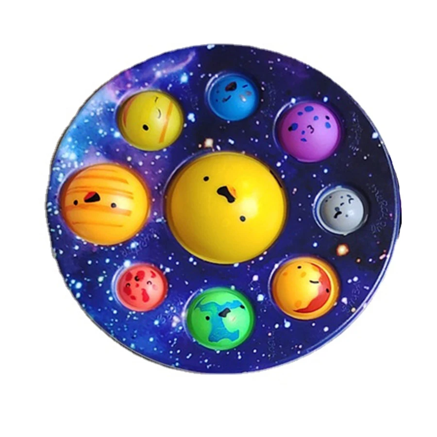 Eight Planets Simple Dimple Pop Fidget Sensory Toy keychain Stress Relief Antistress Board Autism Anxiety Fidget Toy For Kids nedo stress ball Squeeze Toys