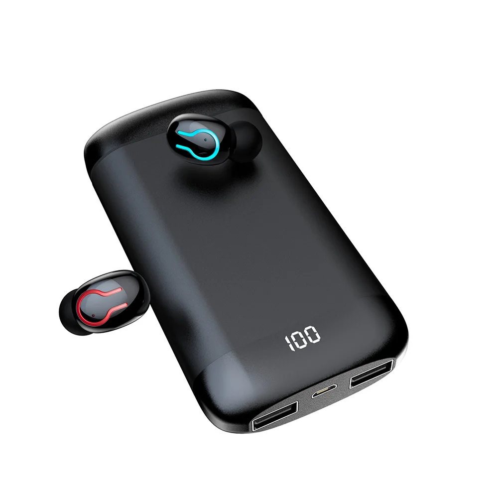 Q66 беспроводные Bluetooth наушники HD стерео наушники спортивные водонепроницаемые BT 5,0 с двойным микрофоном и 6000 мАч чехол для зарядки аккумулятора