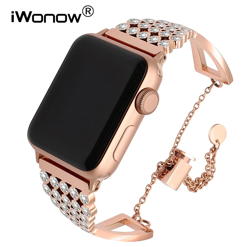 Stainless Steel \u0026amp; Diamond Watchband for iWatch Apple Watch SE 38mm 40mm  42mm 44mm Series 6 5 4 3 2 1 Women Band Jewelry Strap|Watchbands| -  AliExpress